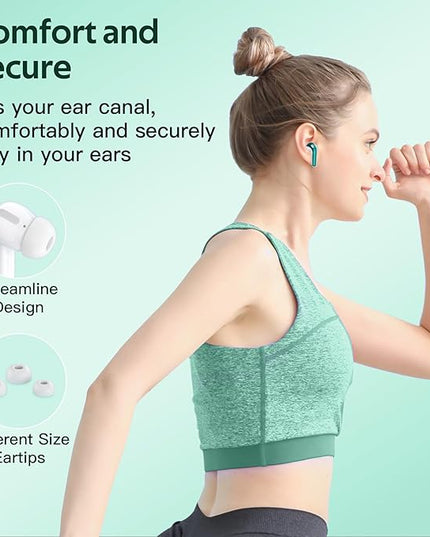 TAGRY 2 Sets X08 Forest Green and Sunset Pink Bluetooth Headphones True Wireless Earbuds 60H Playback Ear Buds with Wireless Charging Case in-Ear Earbuds with Mic
