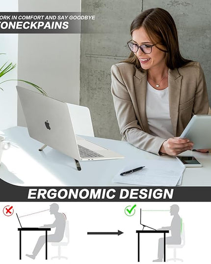 Zupro Laptop Feet,2024 New Model Laptop Stand,Self-Adhesive Foldable Adjustable Heights,Invisible Aluminum Lightweight Notebook Keyboard Riser,Compatible with 10 to17 inch Notebook Computer.(Silver)