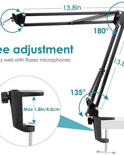 Mic Boom Arm for Razer Seiren V2 X Microphone - Adjustable Mic Arm Compatible with Razer Seiren V2 Pro, Seiren Mini and Seiren X, Mic Stand Great for Streaming, Gaming, Podcast by YOUSHARES