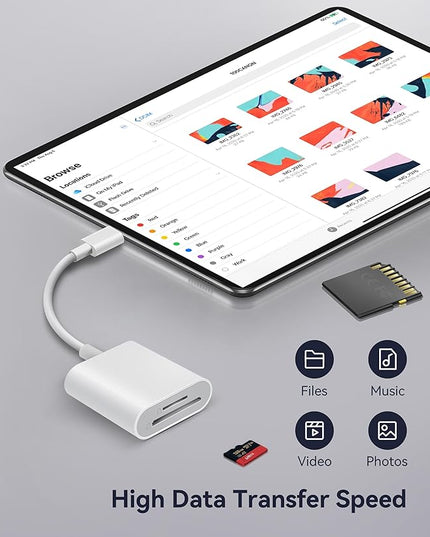 USB C SD Card Reader, WNXSLOAD SD Card Adapter with SD MicroSD Dual Slots for iPhone 15 16 iPad Mac MacBook Laptop, USB-C/TypeC High-Speed Trail Camera Memory Card Reader, Plug & Play - 2 Slots