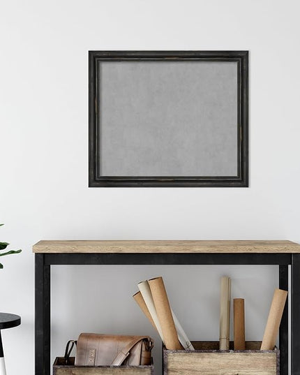 Amanti Art Black Framed Magnetic Board 23x27 Medium Vision Board for use with Magnets, 100% Metal Sheet to Display Items as Office Decor or for Home Organization in mudroom, Kitchen or Kids Room