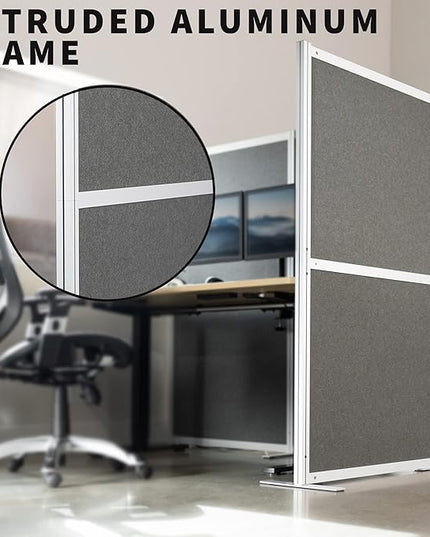 VIVO L-Shape Modular Corner Wall System, 3 Panels, Modern Professional Office Cubicle Dividers, Freestanding Privacy Screen, 66 inches High, Dark Gray, PP-MWS63D-L