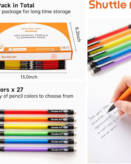 Shuttle Art Mechanical Pencils, 162 Pack Bulk Mechanical Pencils 0.7mm Medium Point, HB #2 Lead Pencils, Assorted Barrels, Office School Supplies