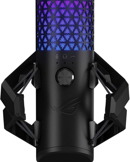 ASUS ROG Carnyx USB Gaming Microphone (25mm Condenser Capsule, 192kHz/24-bit, Cardioid, high-Pass Filter, Built-in pop Filter, Metal Shock Mount, one-Touch Mute, USB, Aura Sync RGB)- Black