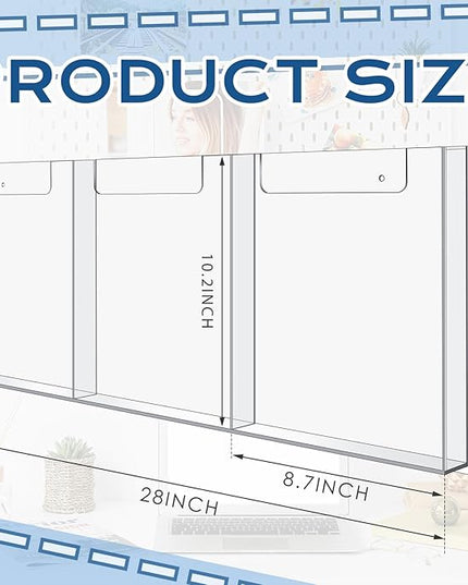 Sherr 1 Pc Acrylic Brochure Holder Wall Mount, 8.5 x 11 Inches Clear Hanging Flyer Display Holder Plastic Pamphlet Stand for Magazine, Booklet, Bookmark (Three-slot)