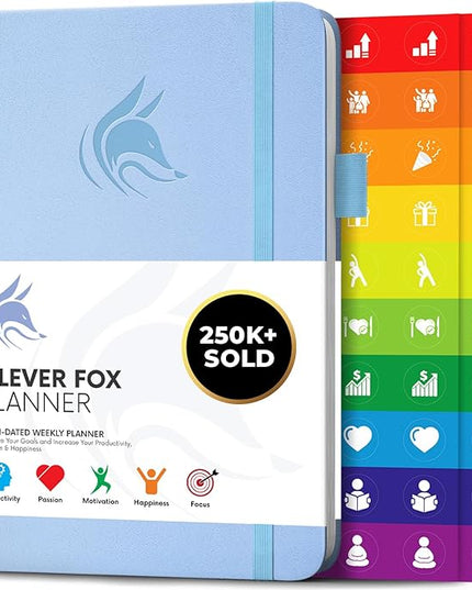 Clever Fox Planner – Undated Weekly & Monthly Planner for Productivity, Time Management & Goals – Organizer Journal – A5 (Periwinkle)