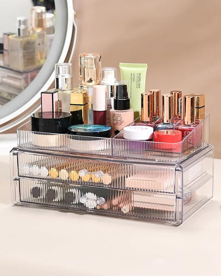 ZHIAI stackable storage drawers, acrylic storage rack, cosmetics and beauty products organizer, suitable for makeup room, bathroom, pantry, home bedroom storage