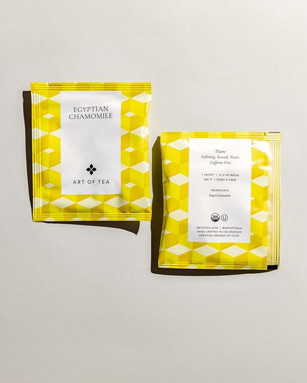 Art of Tea | Organic Egyptian Chamomile Tea Bags - Caffeine Free Herbal Teas | 50 Eco Friendly Pyramid Tea Bag Sachets | Chamomile Tea Organic Naturally Decaf Tea bags