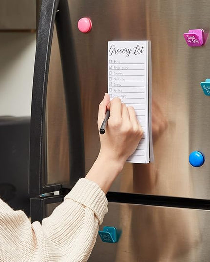 Paper Junkie Grocery & Shopping List Magnetic Notepad for Fridge - 6-Pack Slim Notepads, 3.5 x 9 In, 60 Sheets per Pad, White Magnetic Backing - Checkboxes for To-Do & Grocery Items