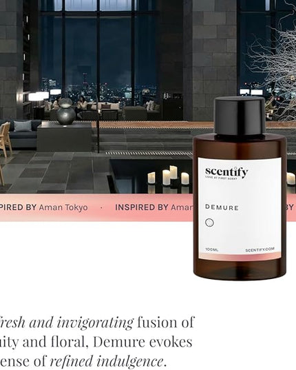 Scentify Demure Aroma Oil Refill Scent for Oil Diffusers Luxurious Relaxing Aromatherapy Fragrance 100ml, 3.38oz