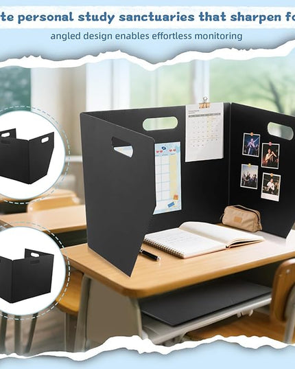 24-Pack Plastic Desk Dividers for Students, Privacy Folders for Students - Durable & Easy-to-Clean Privacy Panels with 40 Labels & Light Holes, Testing Dividers for Classroom - Classroom Must-Haves