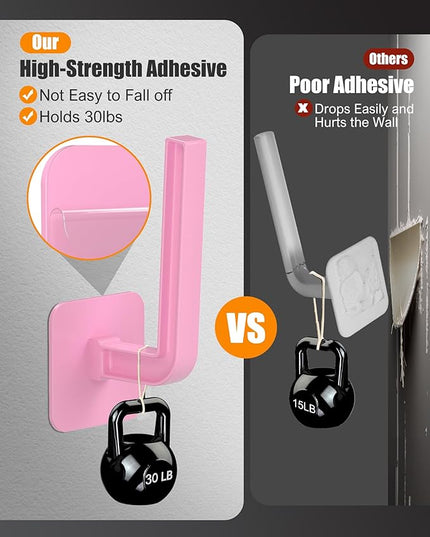 Hat Rack for Hat Storage (4-Pack), Multi-Purpose Hat Organizer, Strong Adhesive Hat Hooks for Wall Hat Organizer for Baseball Caps, Two Mounting Options Hat Hook, Pink