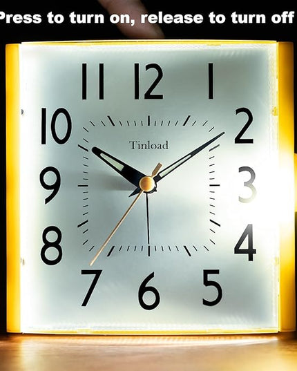 4.7" Vintage Retro Analog Alarm Clock, Super Silent Non Ticking Clock with Night Light, Snooze, Battery Operated, Simply Design, for Living Room, Bedroom, Bedside, Desk, Gift Clock