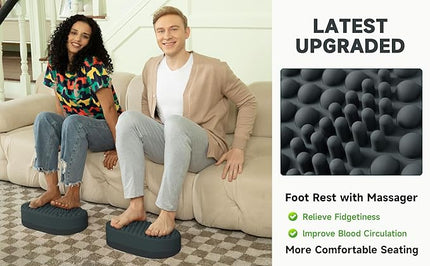 Foot Rest for Under Desk at Work, Home Office Foot Stool, Ottoman Foot Massager for Plantar Fasciitis Relief, Soft Silicone Footrests, Anti-Fatigue (Gray)
