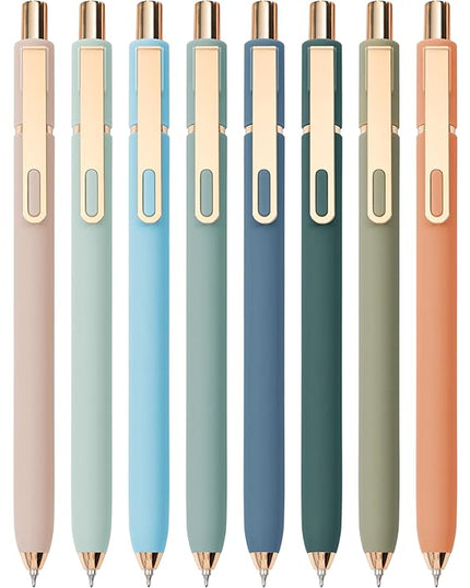 Linbsunne Gel Pens Black Ink Pens for Office 0.5mm Fine Point Pen Smooth Writing Retractable (Metal gold clip-10 pcs)