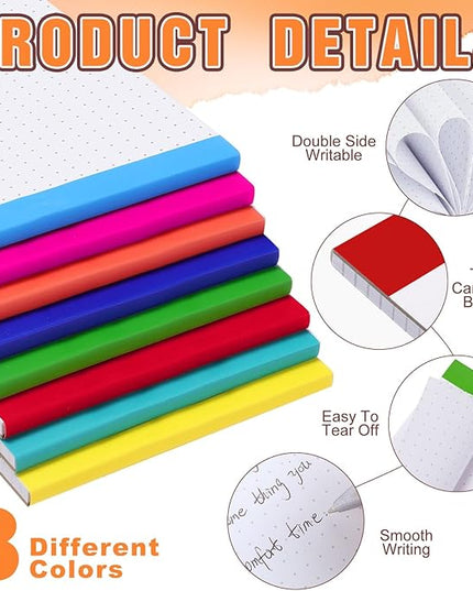 Tenceur 8 Pack Grid Paper Pad 4 x 6 Inch Graph Paper Pad, Graft Paper 30 Sheets Graph Ruled Grid Pad Notebook Notepads Memo Pads Math Grid Note Pad Scratch Pads Assorted Colors(Dot Grid)