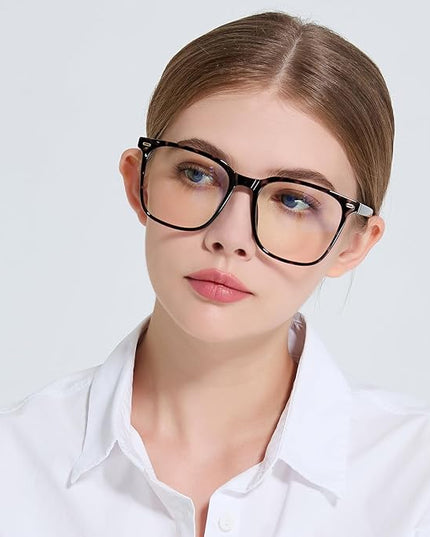 MACJERO Oversized Square Blue Light Blocking Glasses for Women Men, Anti-Fatigue Computer Monitor Gaming Glasses Reduce Eye Strain(Black Tortoise)