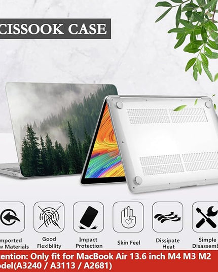 CISSOOK Compatible with MacBook Air 13.6 inch Case A3240 A3113 A2681 2025 2024 2022 Release, Forest Hard Shell Case with Keyboard Cover Type C to USB Transfer for MacBook Air 13.6 M2 M3 M4, Forest