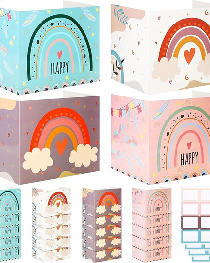 Crtiin 24 Pcs Privacy Folders for Students Desk Dividers Standard School Privacy Cardboard Board Testing Dividers Shield for Classroom Teacher Supplies Keep Eyes from roving(Rainbow)