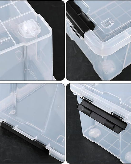22 Quart Stackable Plastic Storage Bins with Lids and Latching Buckles, 4 Pack Tubs Boxes Organizing, Clear