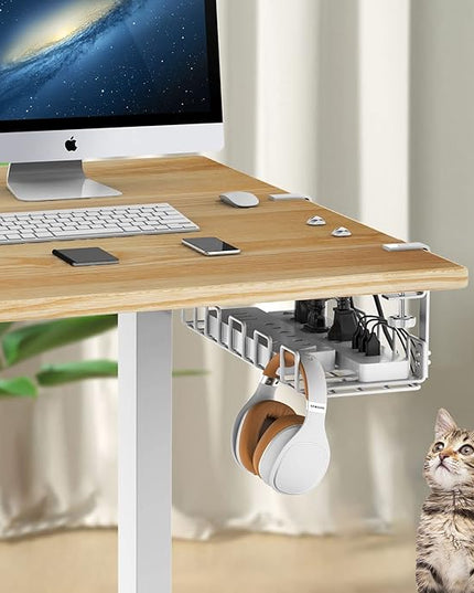 Under Desk Cable Management Tray, L 15.7''W 6.3'' No Drill Steel Desk Cable Organizers, Wire Management Tray Cable Management Rack, Desk Cable Tray Wire Organizer With Desk Cord Organizer