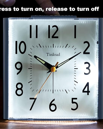 Tinload 4.7" Large Vintage Retro Analog Alarm Clock, Super Silent Non Ticking Clock with Manual Light, Snooze, Battery Operated, Simply Design, for Living Room, Bedroom, Bedside, Desk, Gift Clock
