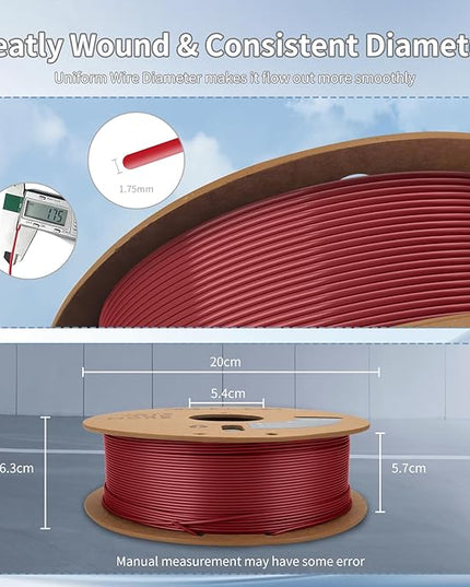 3D Printer Filament Basic PLA Filament Bundle Cardboard Spool 1kg*2,Dimensional Accuracy +/- 0.03 mm Fit Most 3D FDM Printer-Fire Engine Red