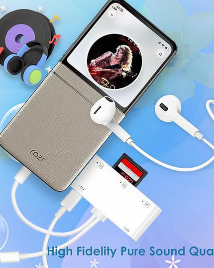 9-in-1 Memory Card Reader Universal SD Card Reader for iPhone/iPad, CF/SD/MicroSD/MS/XD Card Reader & USB OTG Adapter with USB-A/USB C/Lightening Connector for iPhone 16/iPad Pro/Samsung Galaxy S25