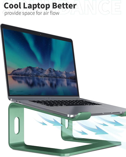SOUNDANCE Laptop Stand, Aluminum Computer Riser, Ergonomic Laptops Elevator for Desk, Metal Holder Compatible with 10 to 15.6 Inches Notebook Computer, Green