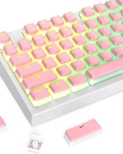 Guffercty kred 117-Key Pink Pudding Keycaps, OEM Profile PBT Anti-Wear Translucent Backlight for Mechanical Keyboard(Pink Pudding)