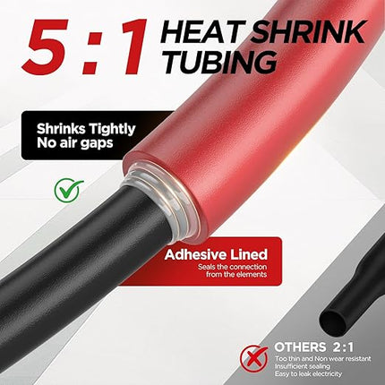 5:1 Heat Shrink Tubing Kit 500 PCS, Industry-Leading 5:1 Ratio Adhesive Lined, Marine Grade Dual Wall, Waterproof Electrical Wire Wrap Assortment – Industrial & Automotive Heat Shrink Tube Kit