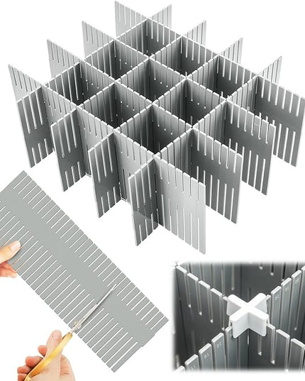 Blosssound 15pcs 5.12x 15 Tall Drawer Divider Adjustable Drawer Organizer DIY Ultra Deep Storage Organizer Separator with Fixed Buckle for Underwear Socks Dormitory Office Kitchen Bedroom(Grey)