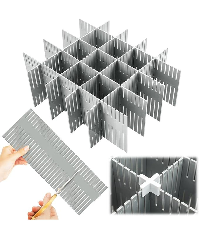 Blosssound 15pcs 5.12x 15 Tall Drawer Divider Adjustable Drawer Organizer DIY Ultra Deep Storage Organizer Separator with Fixed Buckle for Underwear Socks Dormitory Office Kitchen Bedroom(Grey)