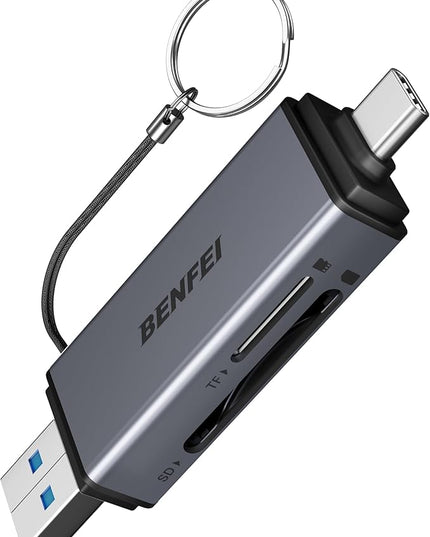BENFEI SD Card Reader, USB C to SD Micro SD Card Memory Card Adapter Dual Slot Compatible with iPhone 15 Pro/Max, MacBook Pro/Air 2023, iPad Pro, iMac, S23, XPS 17, Surface Book 3 and More