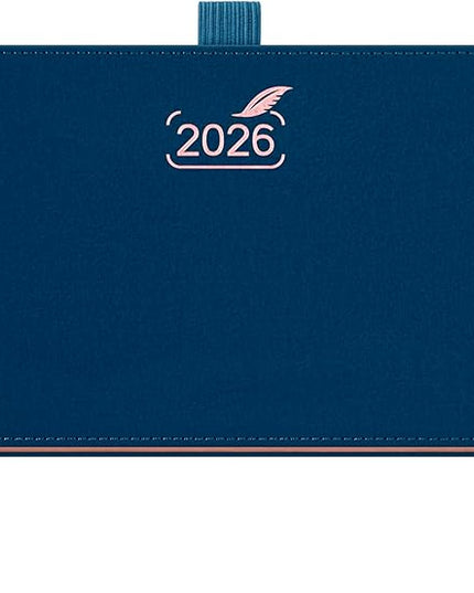 BEZEND Pocket Planner 2026 Weekly and Monthly (6" x 3.75") Small Calendar Book with Daily Vertical Timeslot (Jan-Dec), Equal Space Even Weekend, Work Home Women, PU Leather Hardcover - Prussian Blue