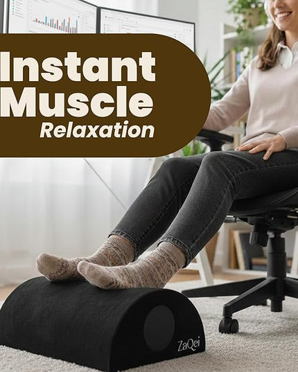 Foot Rest Under Desk Ergonomic Velvet Footstool with Massage Roller Improves Posture Relieves Plantar Fasciitis Reduces Fatigue for Office Home Gaming Adjustable Non Slip Washable Cover