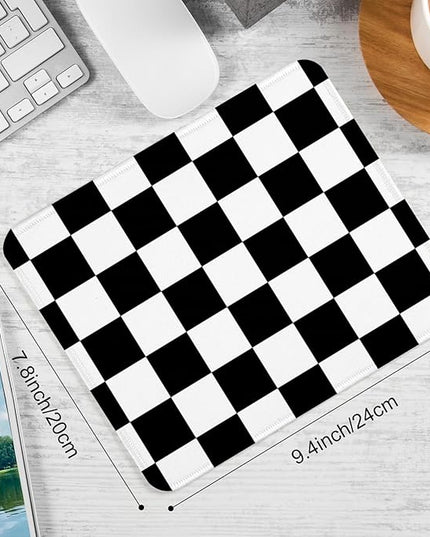 Black and White Checkered Square Mouse Pad,Non-Slip Rubber Base Mouse Pad, Home Office Decoration Desktop Accessory,Laptop Mouse Pad for Office Laptops,9.4x7.8x0.12in.
