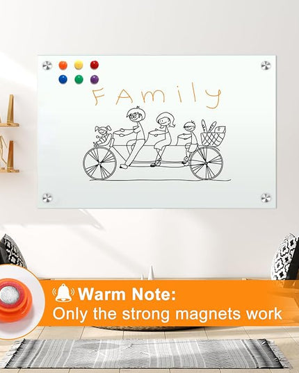 H-Qprobd Dry Erase White Board 48"x36" Glass Magnetic Whiteboard for Wall, Includes 12 Magnets, 8 Markers and 2 Erasers