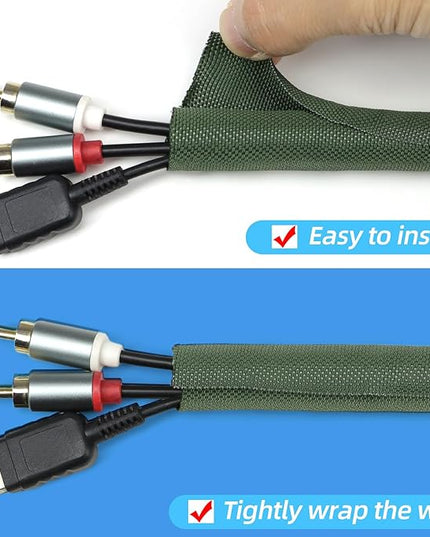 Automotive Wire Loom Tubing, Split Braided Cord Protectors from Pets No Chew, Flexible Cable Sleeve Cable Management for TV/Computer/Electric Wires (Deep Green, 5/16"-10ft)