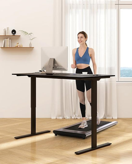 FLEXISPOT Standing Desk Electric Height Adjustable Desk with 48 x 24 Inches Splice Board, Ergonomic Memory Controller, Black Top + Black Frame