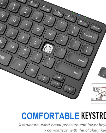 Arteck 2.4G Wireless Keyboard Ultra Slim and Compact Wireless Keyboard with Media Hotkeys for Computer/Desktop/PC/Laptop/Surface/Smart TV and Windows 10/8/ 7 Built-in Rechargeable Battery
