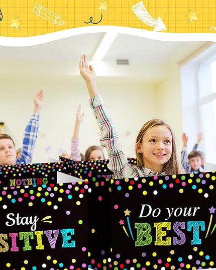 Honoson 24 Pcs Bulk Inspirational Privacy Folders for Students Cardboard Test Privacy Boards Motivational Words Desk Dividers Shield for Classroom School Study Supplies, 6 Styles(Polka Dots)