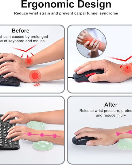 Gel Keyboard and Mouse Wrist Rest Set, Comfort Ergonomic Wrist Support, for Wrist Pain Relief, Computer Keyboard Wrist Rest (Green)