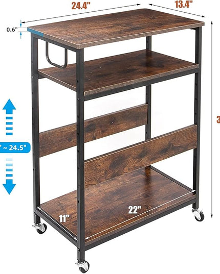 Extra Large Height Adjustable Computer Tower Stand, Computer & Machine Carts, PC Tower Stand, Printer Stands with Steel Wheels, Holds Up to 110 lbs (Fits 11" D x 22" W x 24.5" H Towers)