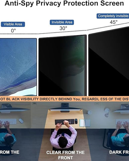 Pozlle 32 Inch Hanging Computer Privacy Screen Protector Shield Compatible for 16:9 Widescreen Desktop Monitor - Anti-UV & Blue Light Filter - Hanging Design for Easy On/Off
