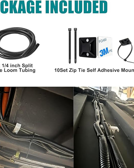 1/4 Inch Wire Loom Split Tubing - 15 ft Cord Protector Electric Wires Covers, Automotive Wire Flexible Conduit, Plastic Wire Cover with Cable Zip Tie (1/4"-15ft)