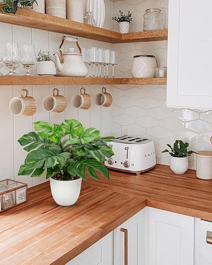 Hollyone Artificial Monstera Plant Faux Monstera Deliciosa Plant Potted Fake Tropical Plants in Pot for Indoor Outdoor Home Decoration