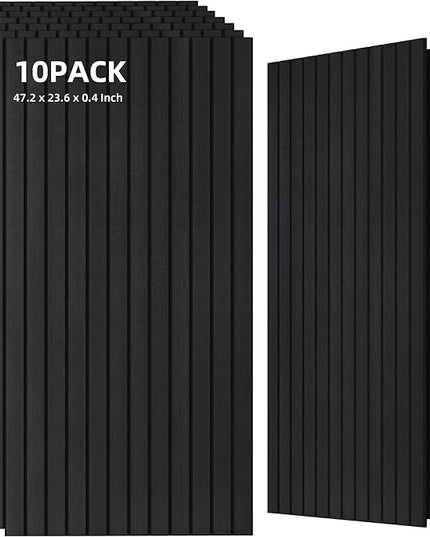 TO-TH Wood-Look Acoustic Wall Panels, 10 Pack 47.2” x 23.6” Acoustic Panels, Decorative Sound Absorbers Sound Dampening Panels for Home, Office, Basement, Smoky