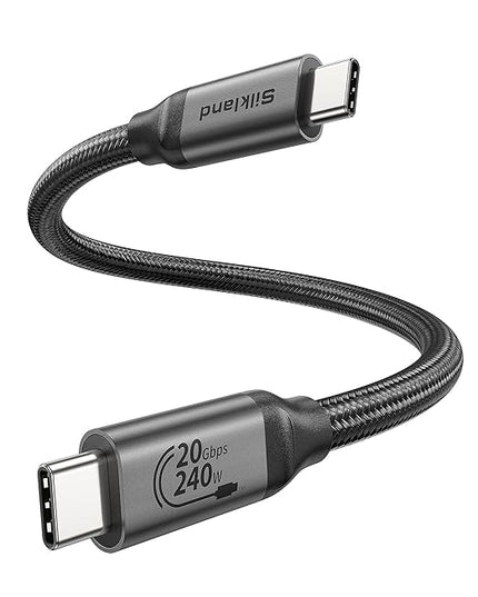 Silkland USB C Data Cable 20Gbps, Short 1FT USB3.2 Gen 2x2 High Speed Data Transfer, [5K/4K 60Hz] Monitor Cable, 240W PD Fast Charging, Type C Data Compatible for SSD, Hub, Dock, eGPU