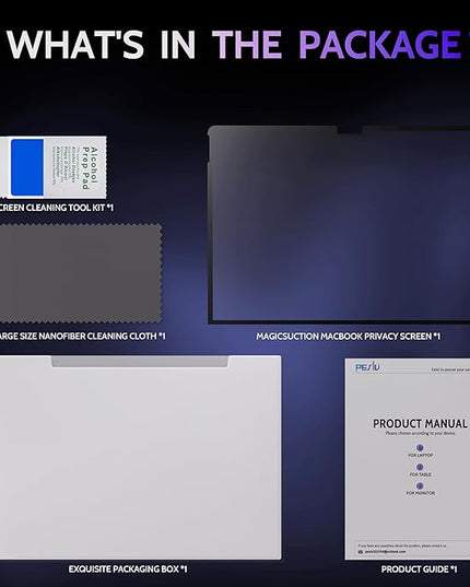 Peslv Privacy Screen for 12.3 Inch Surface Pro 7+/7/6/5/4/3, MagicSuction™ Removable Anti Spy Black Protector, Glare Blue Light Filter for Microsoft Laptop Computer Monitor